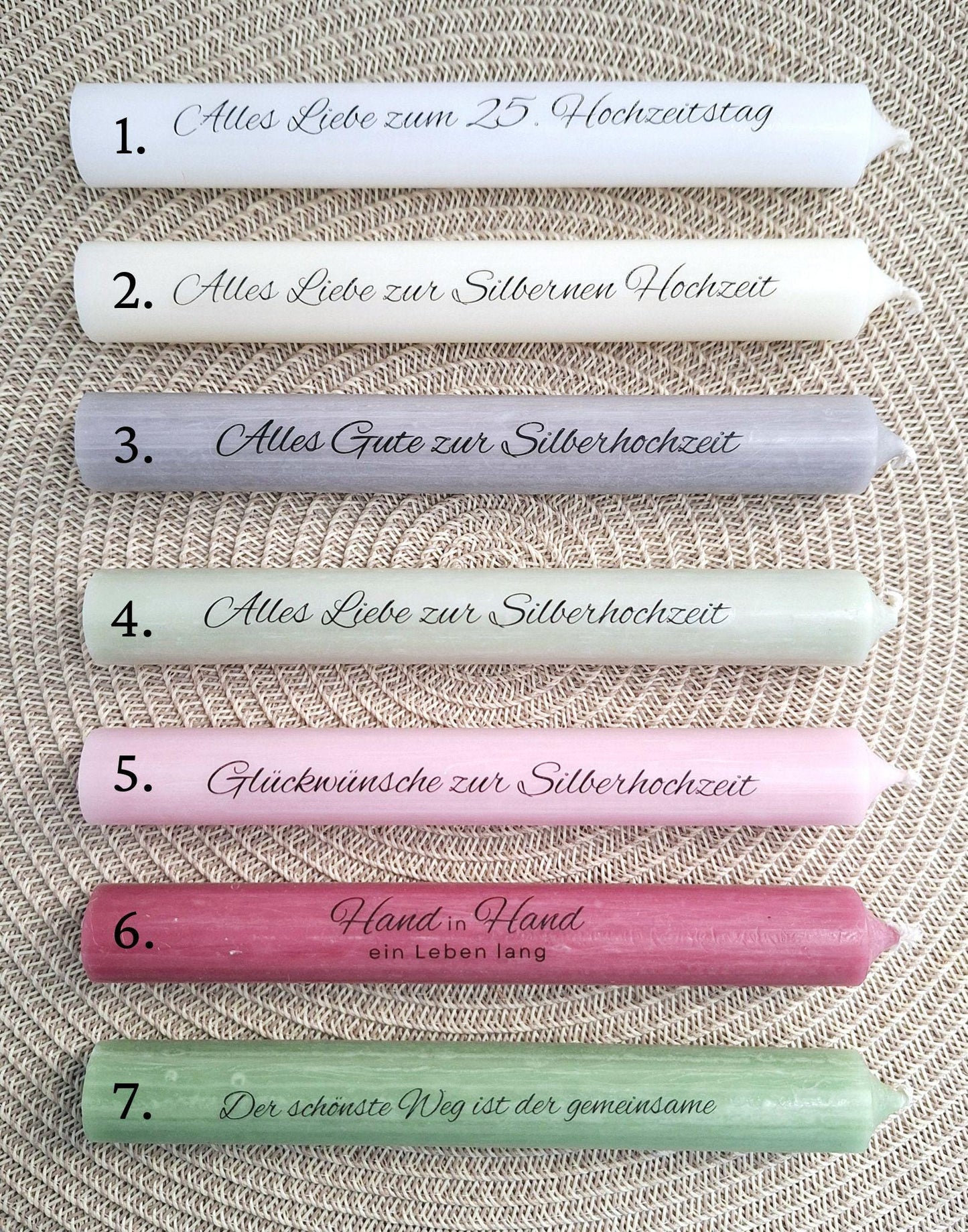 Silberhochzeit Silberhochzeitsgeschenk Häuser Lichthäuser Kerzenhalter rund Stabkerze Kerzenbox Holzbox Mitbringsel