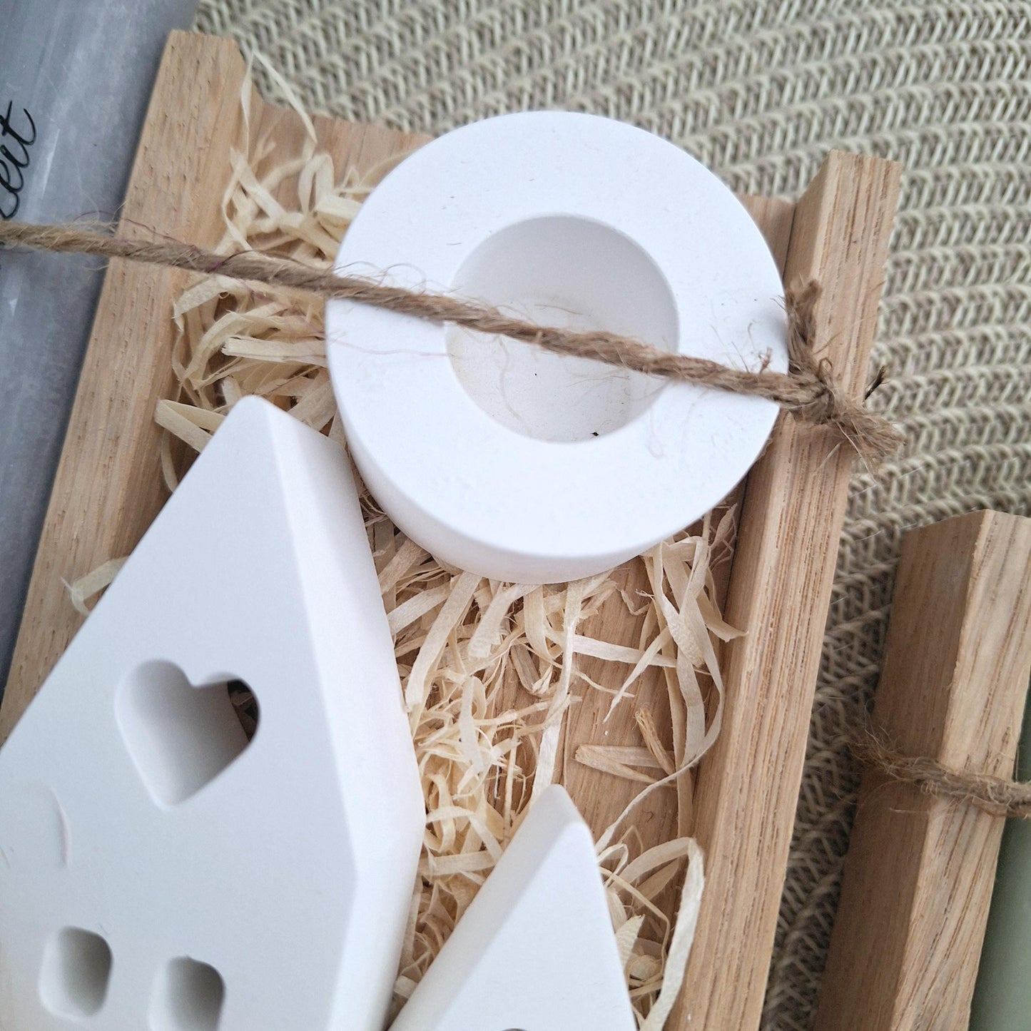 Silberhochzeit Silberhochzeitsgeschenk Häuser Lichthäuser Kerzenhalter rund Stabkerze Kerzenbox Holzbox Mitbringsel