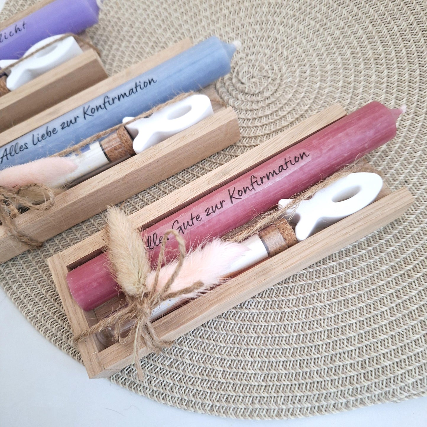 Konfirmation Geldgeschenk Konfirmationsgeschenk mit Fisch Reagenzglas Geschenkset für Jungen und Mädchen Konfirmationskerze