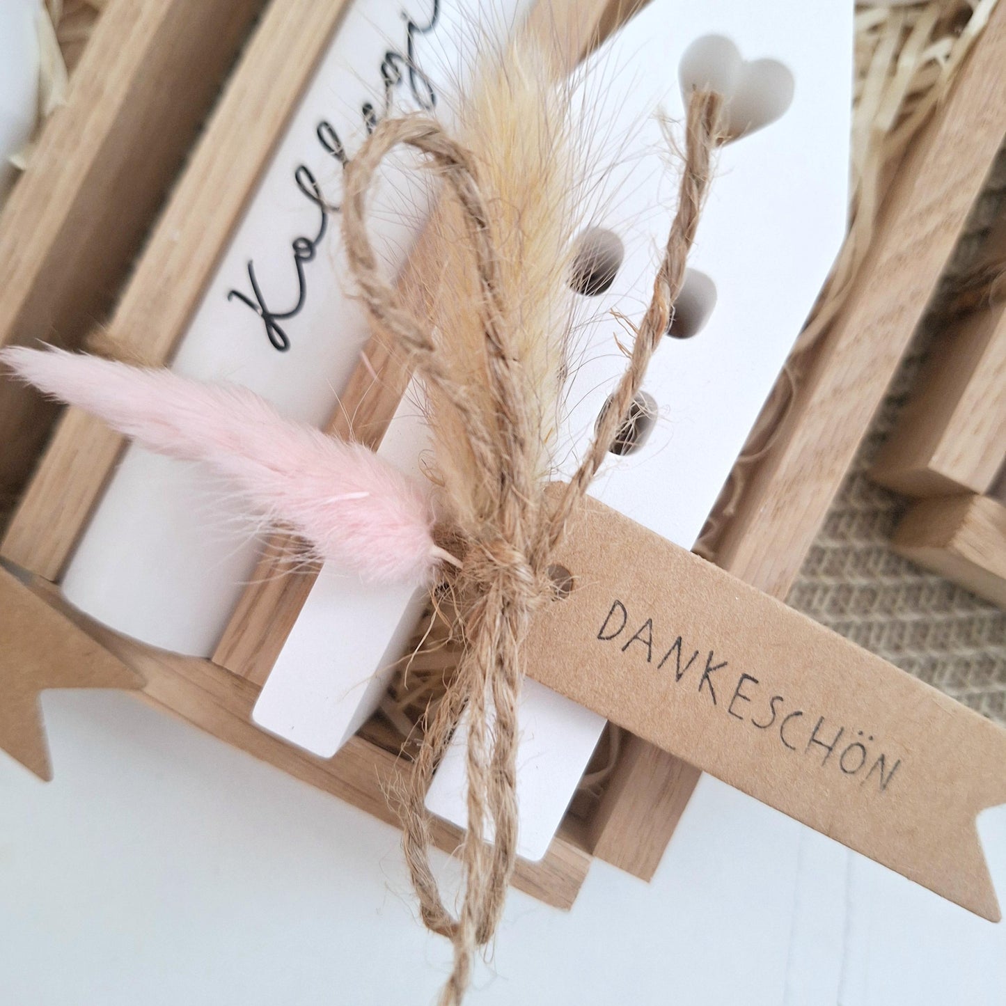 Geschenk Kollegin mit Herz Kollege Geschenkset Dankeschön Haus / Lichthaus Kerzenhalter rund Kerzenset Geschenkset Stabkerze Holzbox