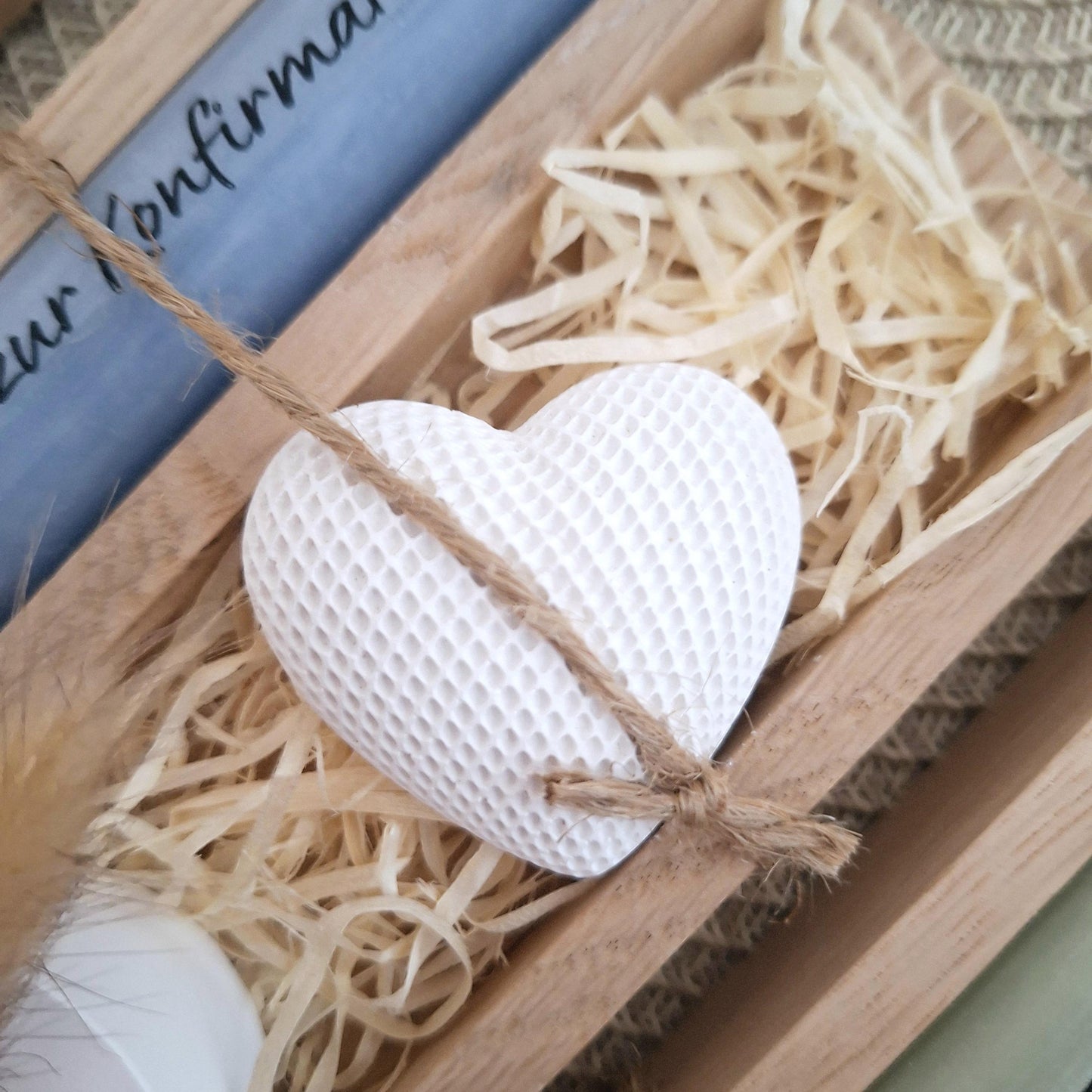 Konfirmation Konfirmationsgeschenk mit Dekoherz und Kerzenhalter rund Geschenkset für Jungen und Mädchen Konfirmationskerze Kerzenset