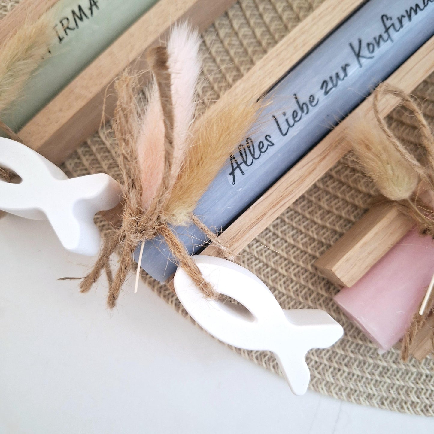 Konfirmation Konfirmationsgeschenk mit Fisch Geschenkset für Jungen und Mädchen Konfirmationskerze