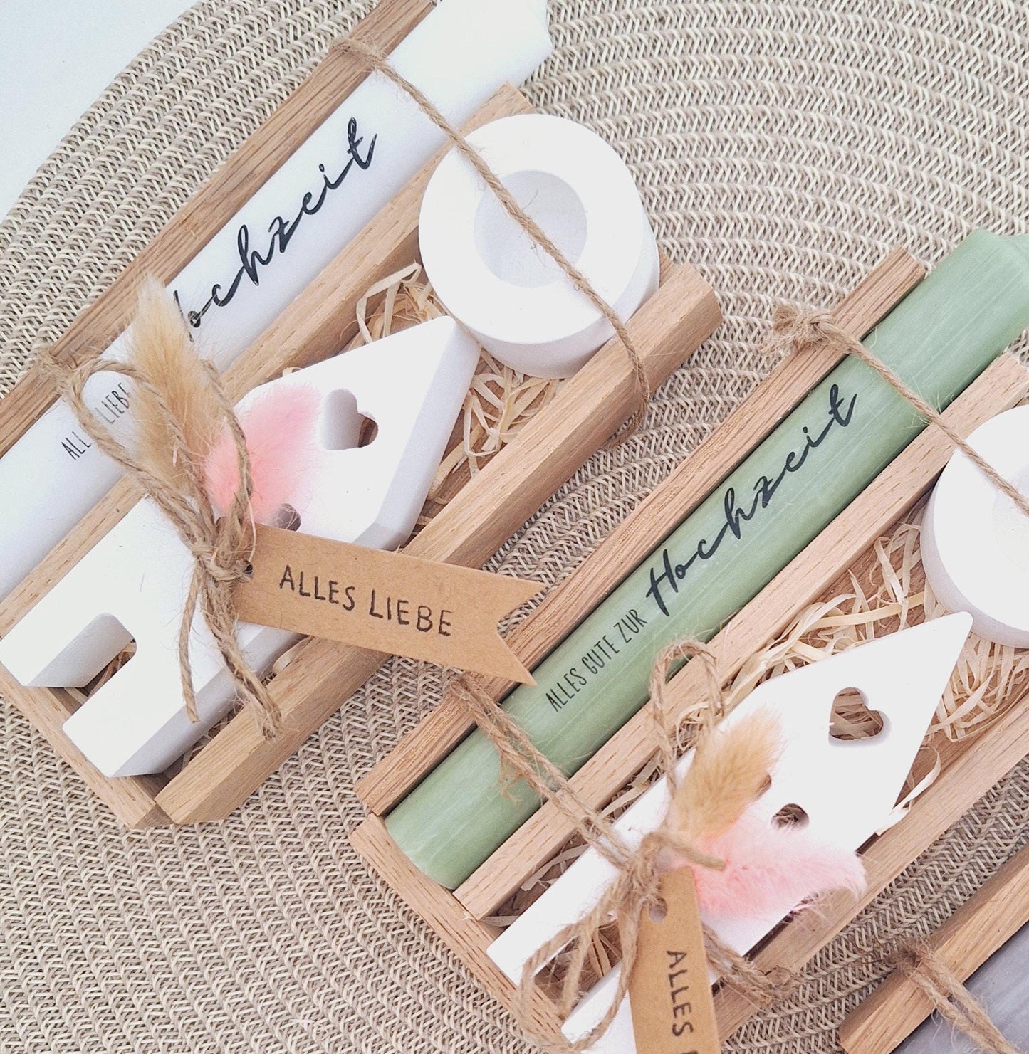 Hochzeit Hochzeitsgeschenk Haus / Lichthaus Kerze Kerzenset Kerzenhalter Stabkerze Kerze mit Kerzenbox Holzbox Mitbringsel
