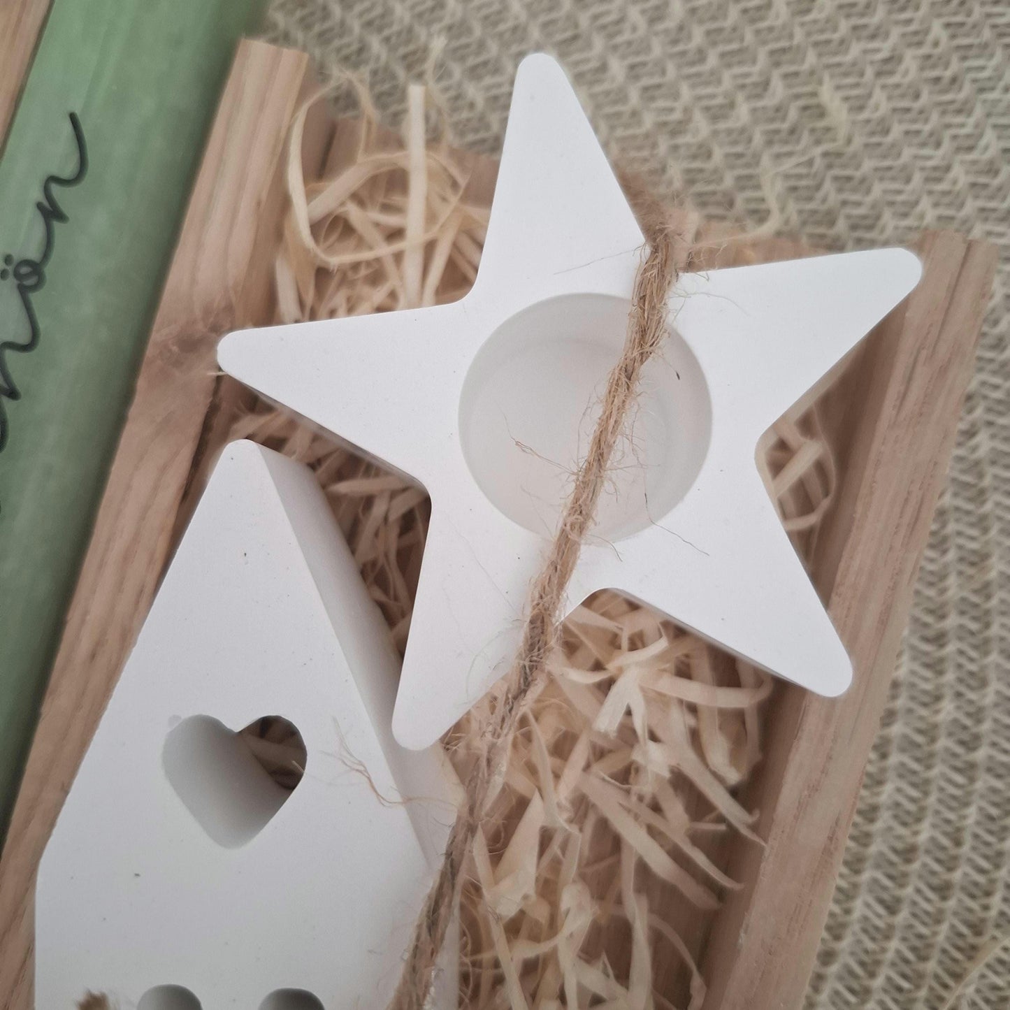 Danke Kerzenset kleines Dankeschön Danke für alles Geschenkset Haus / Lichthaus Kerzenhalter Stern Stabkerze Schriftzug mit Holzbox