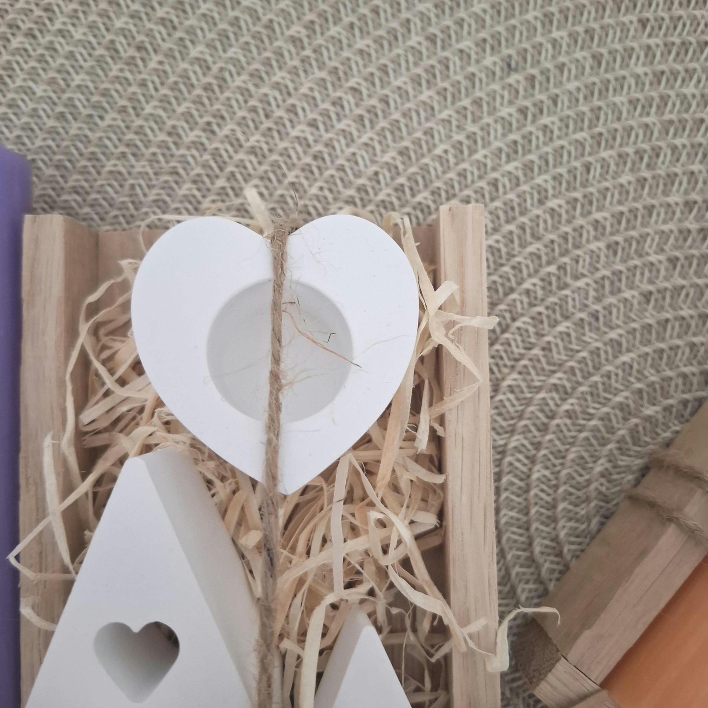 Danke Kerzenset kleines Dankeschön Danke für alles mit Häuser Lichthäuser Kerzenhalter Herz Stabkerze Schriftzug mit Holzbox