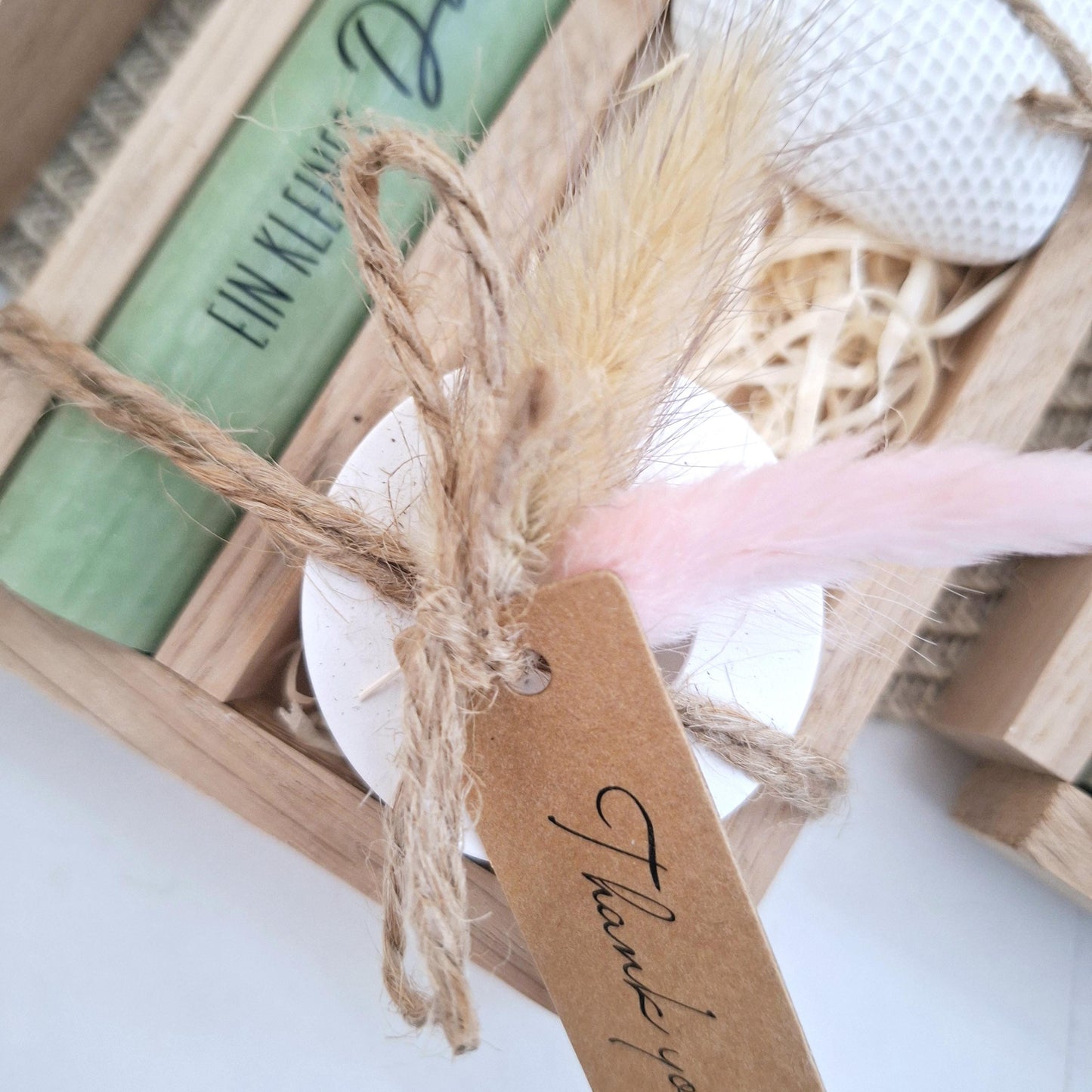 Danke Kerzenset kleines Dankeschön Danke für alles Geschenkset Dekoherz Kerzenhalter rund Stabkerze Schriftzug mit Holzbox