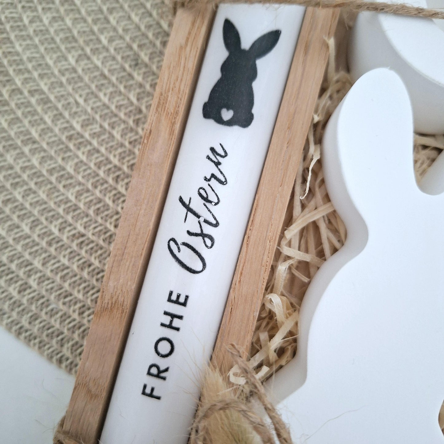 Ostern Geldgeschenk Ostergeschenk Hase mit Herz groß Kerzenhalter rund Geschenkset Gutschein Kerzenset Stabkerze Kerzenbox Mitbringsel
