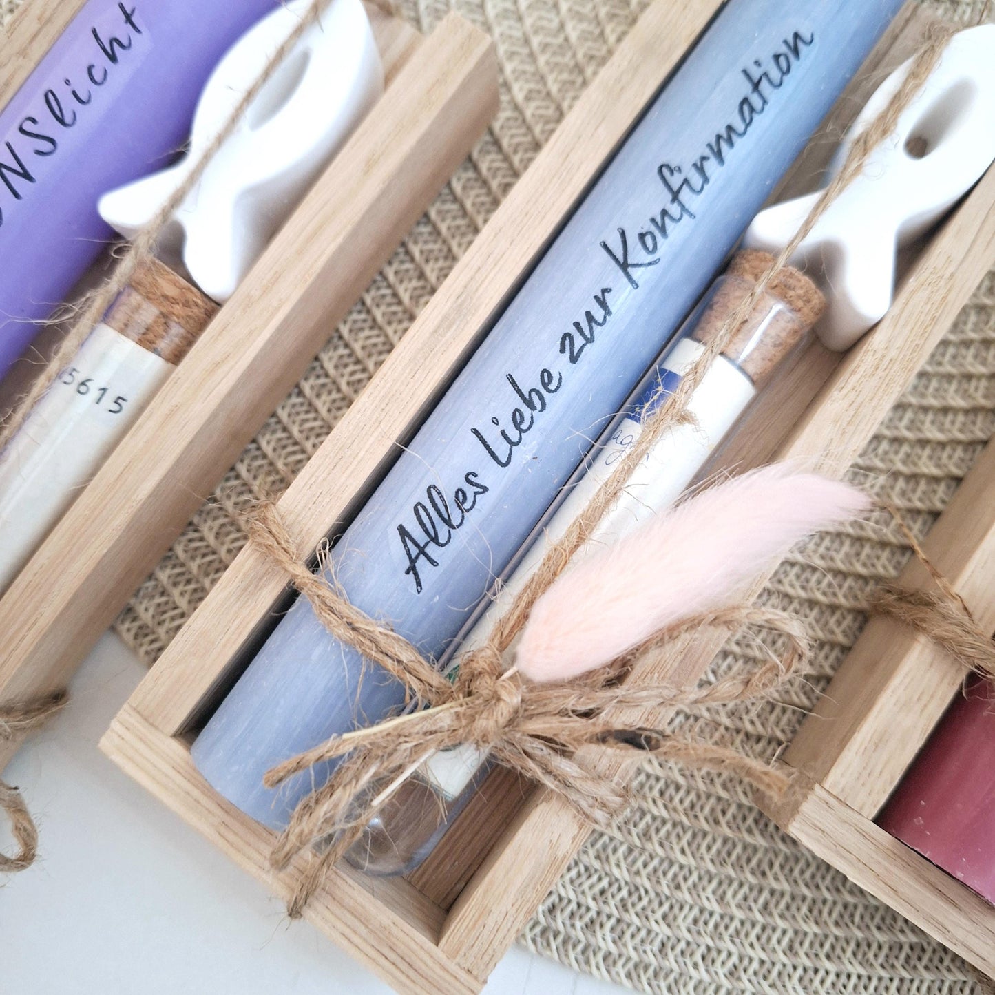 Konfirmation Geldgeschenk Konfirmationsgeschenk mit Fisch Reagenzglas Geschenkset für Jungen und Mädchen Konfirmationskerze