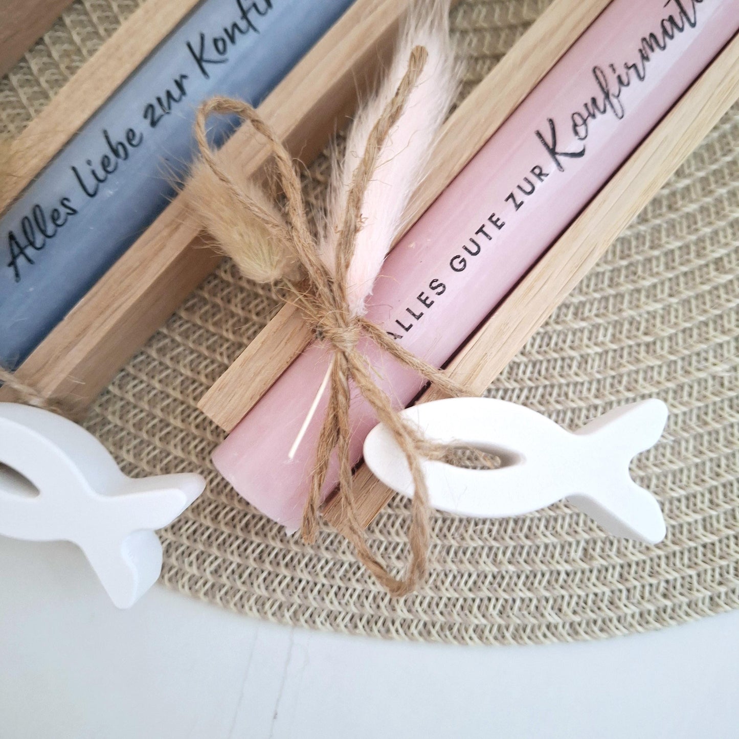 Konfirmation Konfirmationsgeschenk mit Fisch Geschenkset für Jungen und Mädchen Konfirmationskerze