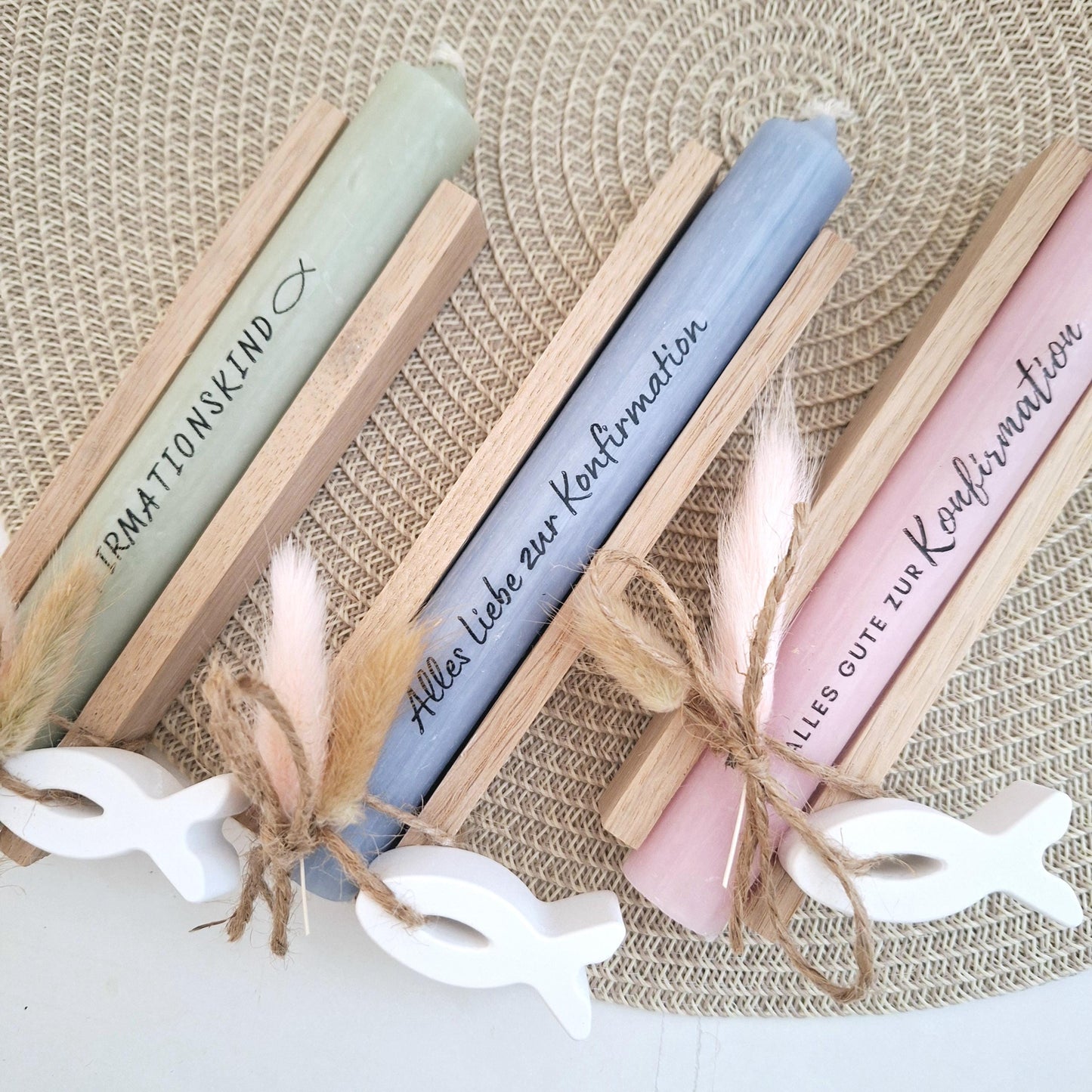 Konfirmation Konfirmationsgeschenk mit Fisch Geschenkset für Jungen und Mädchen Konfirmationskerze