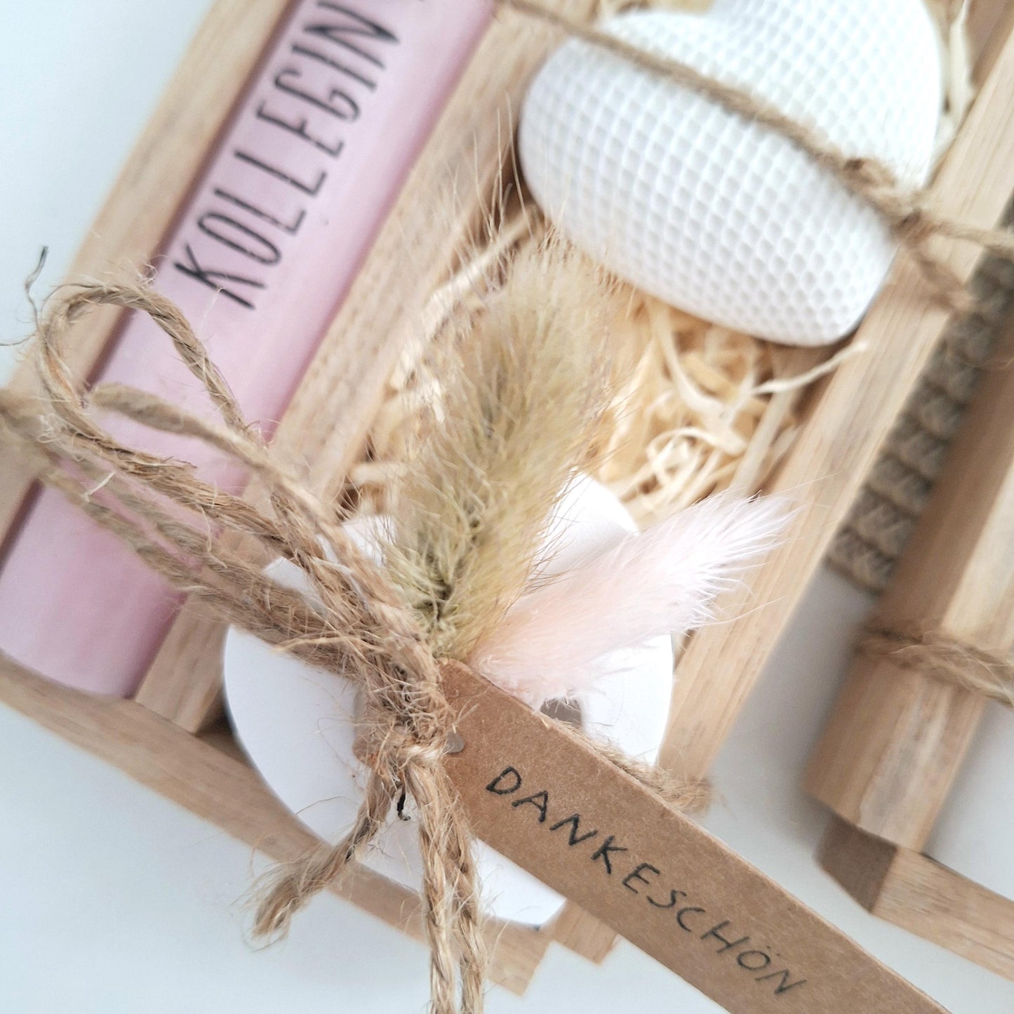 Kollegin mit Herz Kollege Geschenk Geschenkset Dankeschön Dekoherz Kerzenhalter Herz Kerzenset Geschenkset Stabkerze Holzbox