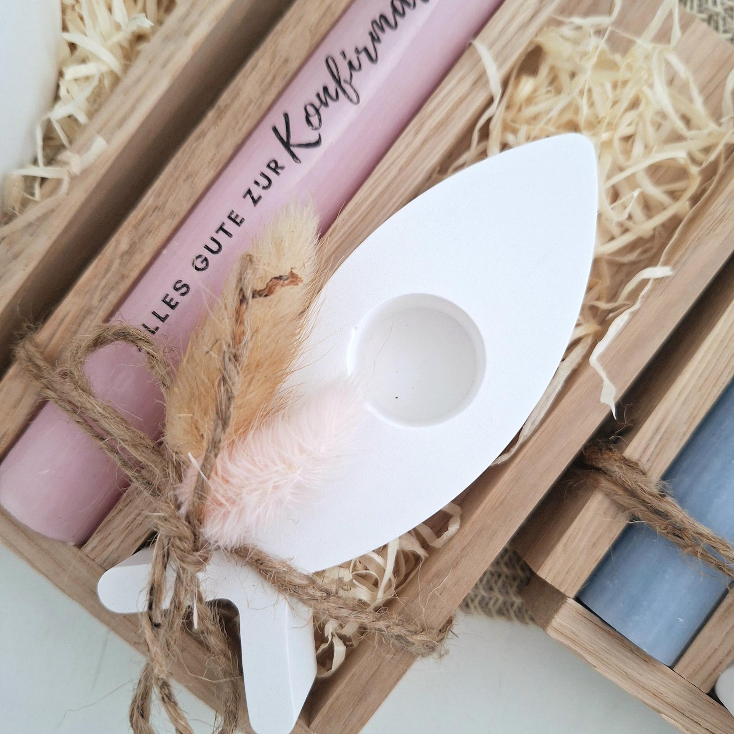 Konfirmation Konfirmationsgeschenk mit Kerzenhalter Fisch Geschenkset für Jungen und Mädchen Konfirmationskerze Kerzenset