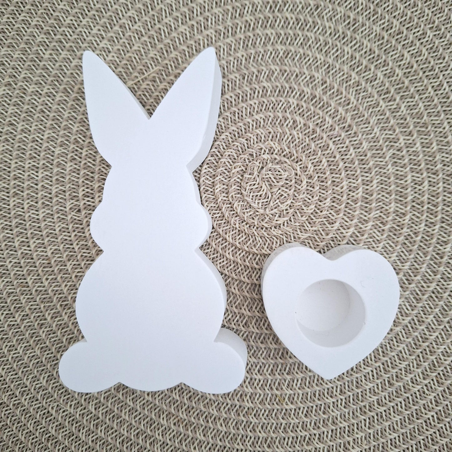 Ostern Geschenkset Ostergeschenk Hasen Silhouette Kerzenhalter Herz Kerzenset Stabkerze Kerzenbox Holzbox Mitbringsel
