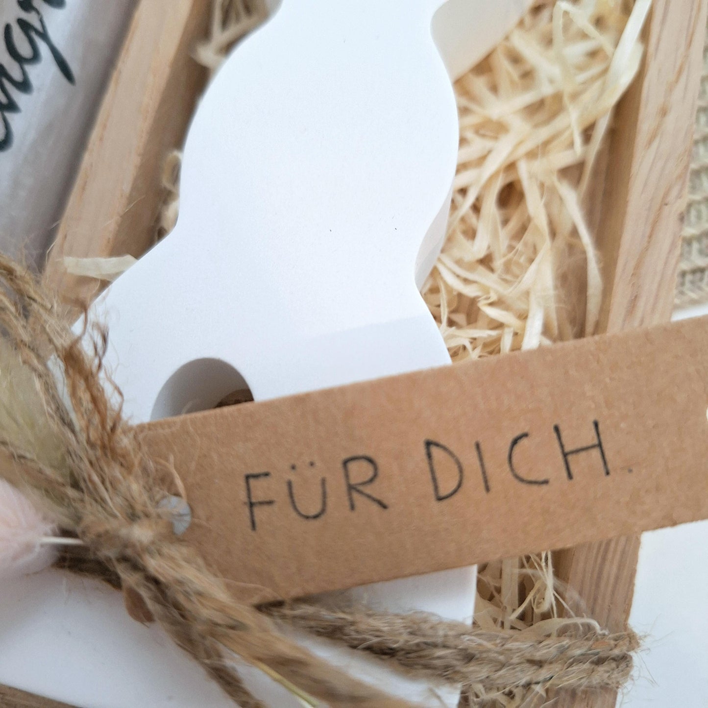 Ostern Geschenkset Ostergeschenk Hase mit Herz groß Kerzenhalter rund Kerzenset Stabkerze Kerzenbox Holzbox Mitbringsel