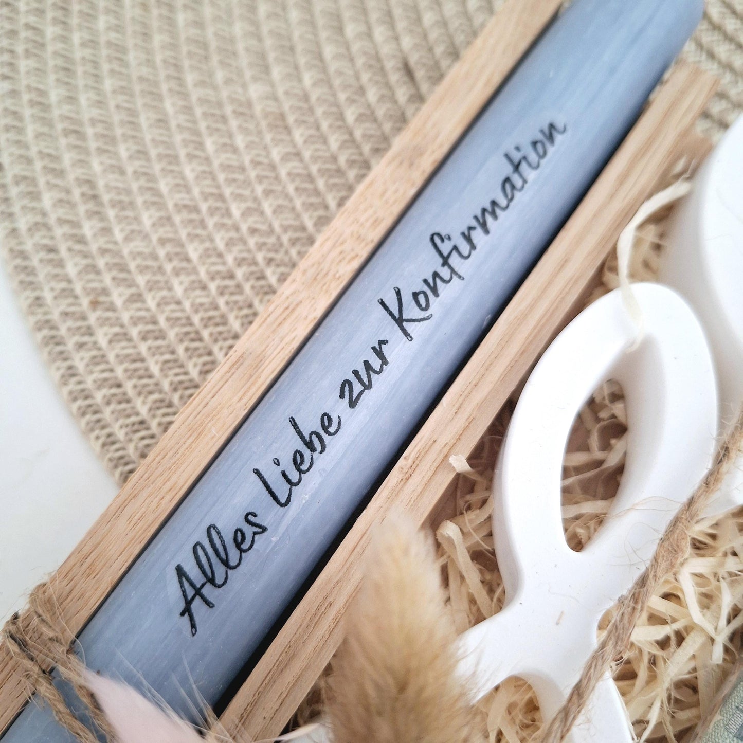 Konfirmation Geldgeschenk Konfirmationsgeschenk Geschenkset zwei Fische Kerzenhalter rund Reagenzglas Jungen Mädchen Konfirmationskerze