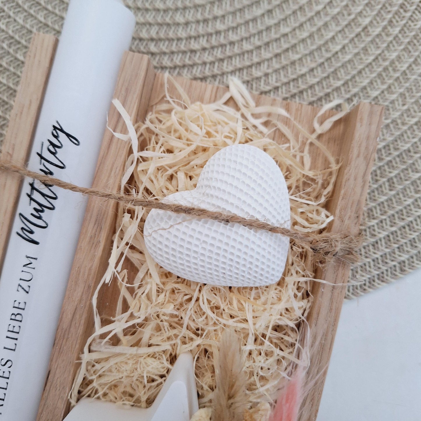 Muttertag Muttertagsgeschenk Dekoherz Kerzenhalter Stern Kerzenset für Mama Geschenkset Stabkerze Kerzenbox Holzbox Mitbringsel