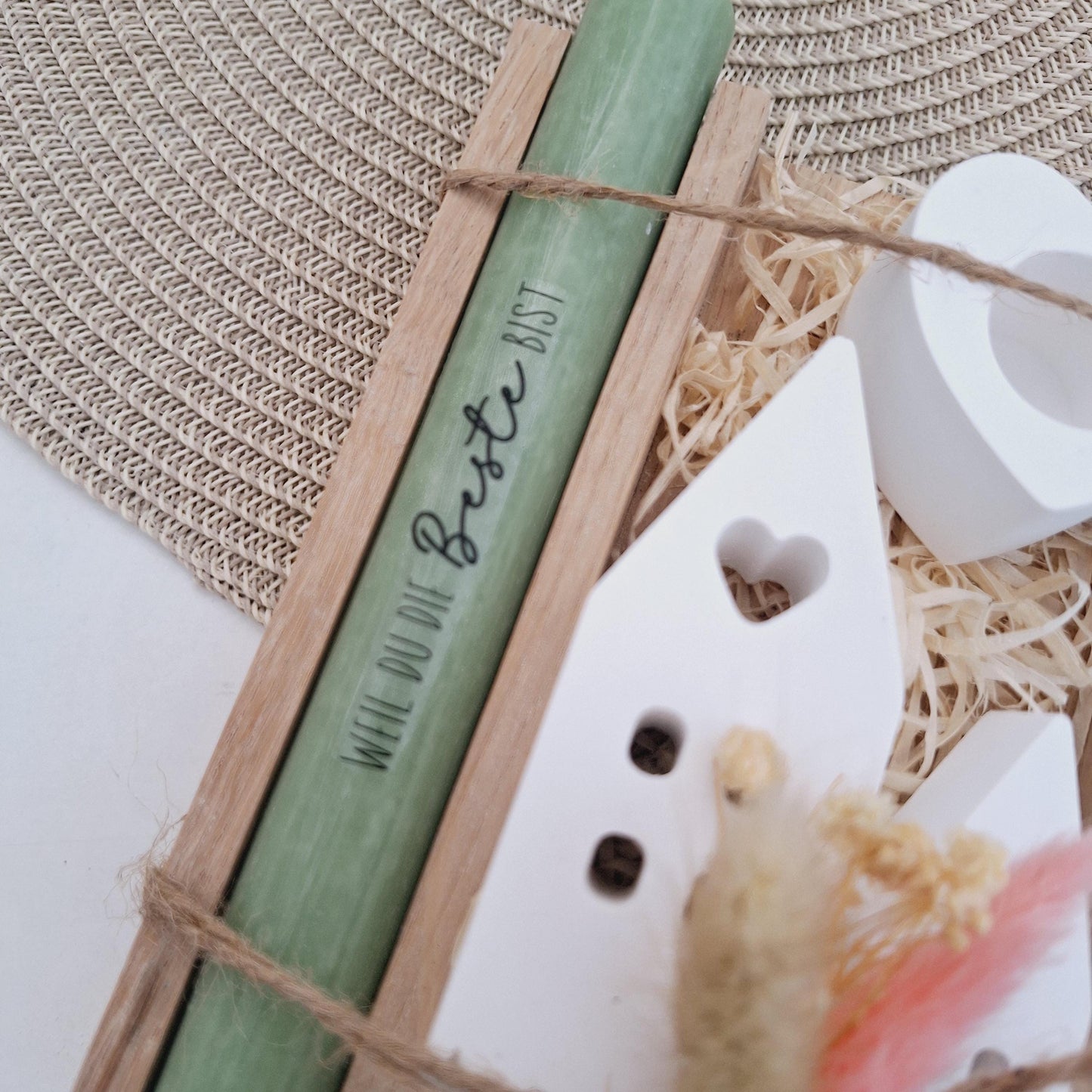 Muttertag Muttertagsgeschenk Häuser / Lichthäuser Kerzenhalter Herz Kerzenset für Mama Geschenkset Stabkerze Kerzenbox Holzbox Mitbringsel
