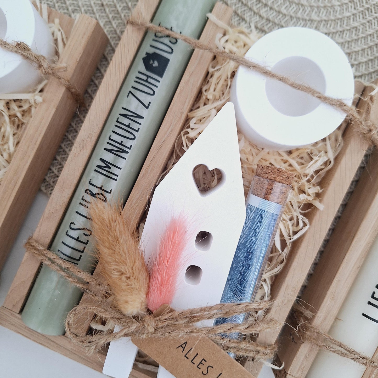 Einzugsgeschenk Geldgeschenk Einweihungsgeschenk Geschenkset zum Umzug Einzug Haus / Lichthaus Kerzenhalter rund zum Hauskauf Richtfest