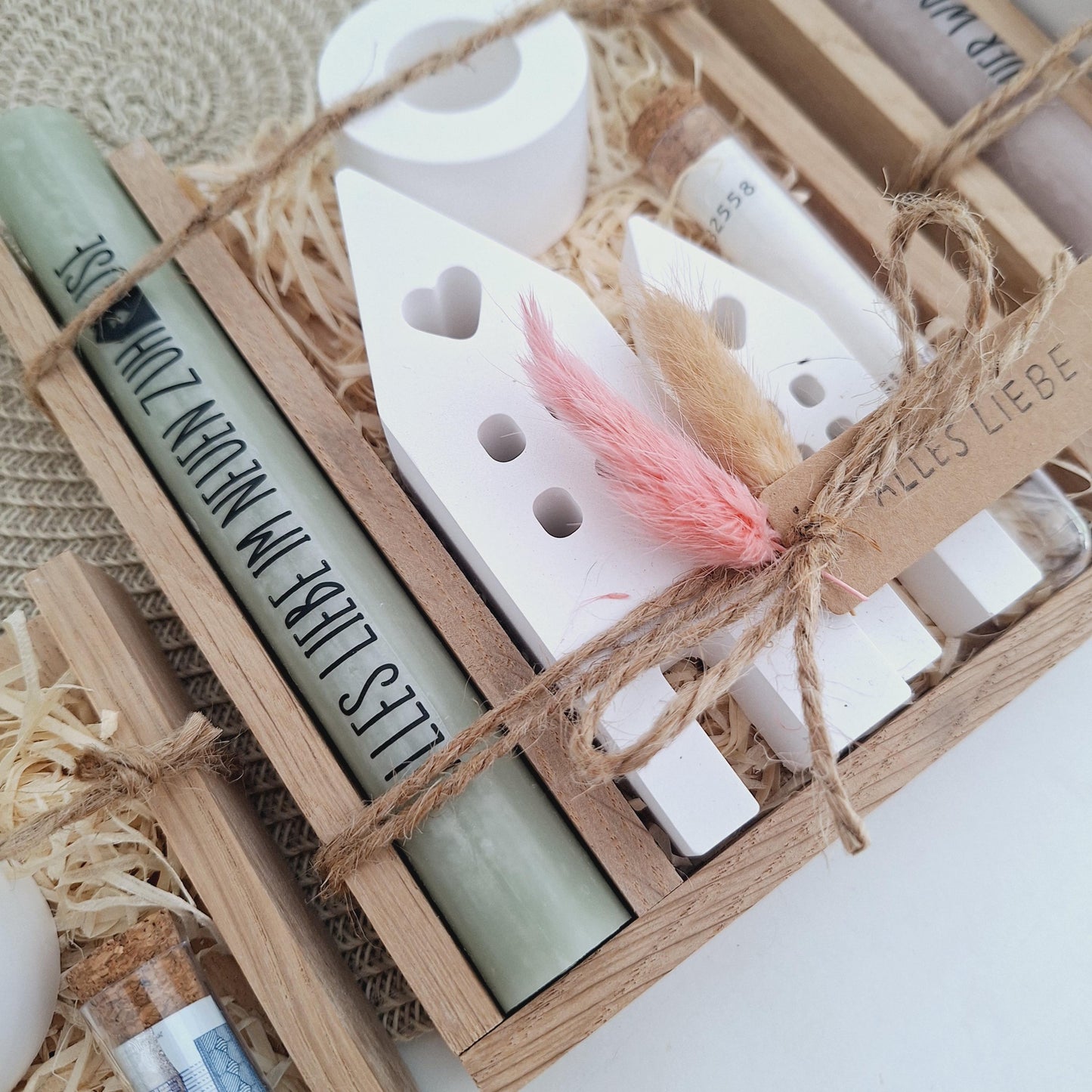 Einzugsgeschenk Geldgeschenk Einweihungsgeschenk Geschenkset zum Umzug Einzug Häuser / Lichthäuser Kerzenhalter rund zum Hauskauf Richtfest