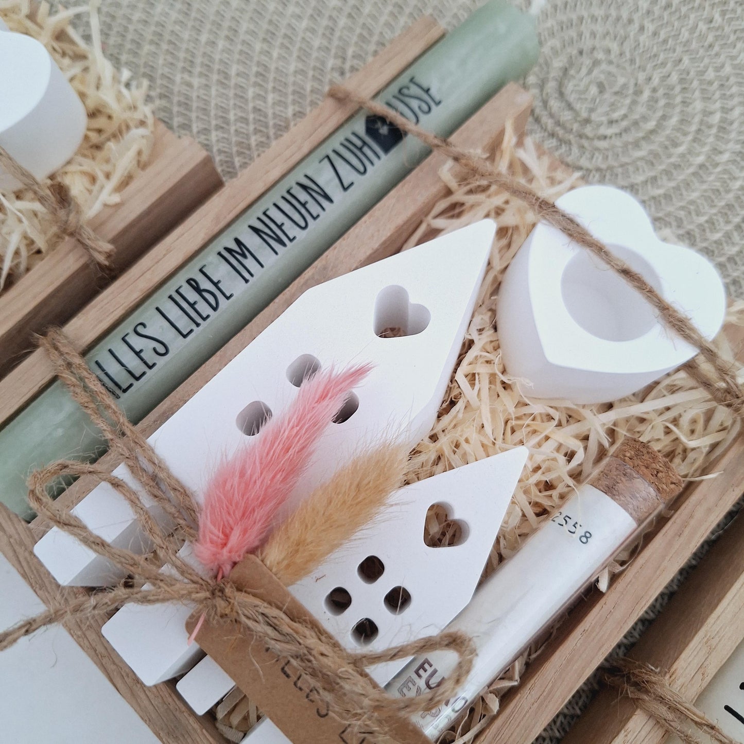 Einzugsgeschenk Geldgeschenk Einweihungsgeschenk Geschenkset zum Umzug Einzug Häuser / Lichthäuser Kerzenhalter Herz zum Hauskauf Richtfest