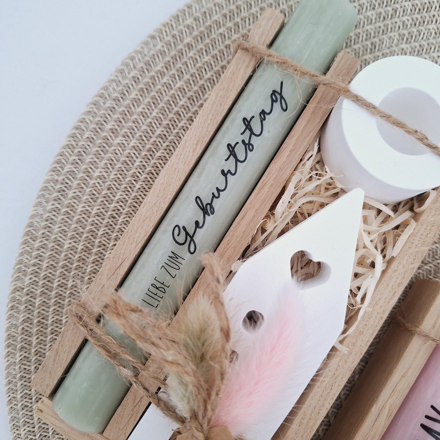 Geburtstag Geburtstagsgeschenk Haus / Lichthaus Kerzenhalter rund Stabkerze Kerzenbox Holzbox Mitbringsel