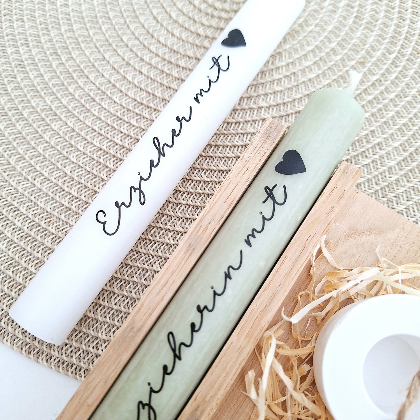 Abschiedsgeschenk Kindergarten KITA Erzieherin mit Herz Geschenkset Dankeschön Kerzenset Engel Schutzengel Kerzenhalter rund