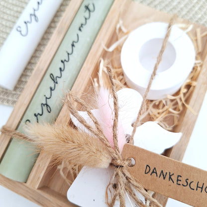 Abschiedsgeschenk Kindergarten KITA Erzieherin mit Herz Geschenkset Dankeschön Kerzenset Engel Schutzengel Kerzenhalter rund