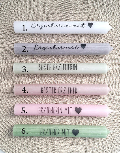 Abschiedsgeschenk Kindergarten KITA Erzieherin mit Herz Geschenkset Dankeschön Häuser / Lichthäuser Kerzenhalter Stern Kerzenset Stabkerze