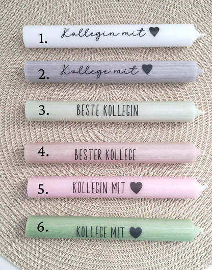 Kollegin Kollege mit Herz Geschenkset Dankeschön Häuser / Lichthäuser Kerzenhalter rund Kerzenset Holzbox Stabkerze