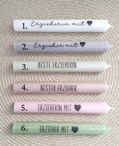 Abschiedsgeschenk Kindergarten KITA Erzieherin mit Herz Geschenkset Dankeschön Engel mit Herz Kerzenhalter rund Kerzenset Stabkerze Holzbox