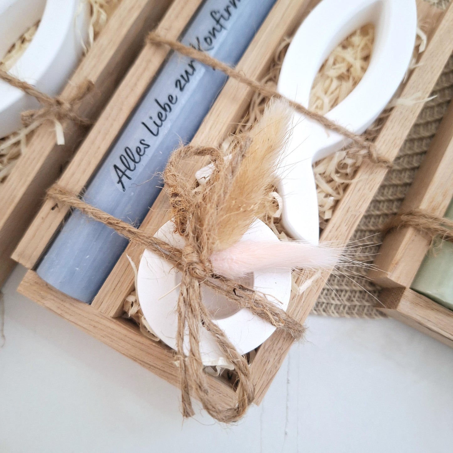 Konfirmation Konfirmationsgeschenk mit einem Fisch (Var 1) Kerzenhalter rund Geschenkset für Jungen und Mädchen Konfirmationskerze Kerzenset