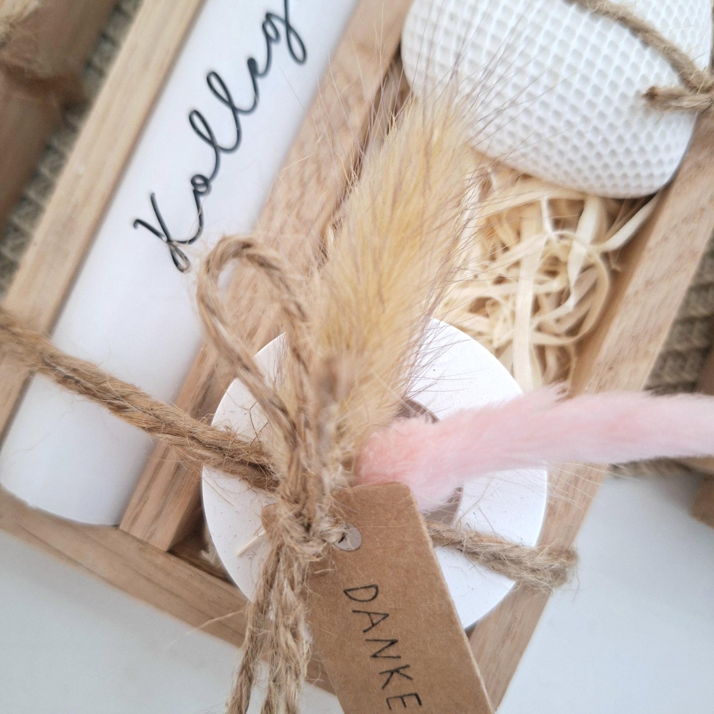 Geschenk Kollegin mit Herz Kollege Geschenkset Dankeschön Dekoherz Kerzenhalter rund Kerzenset Geschenkset Stabkerze Holzbox