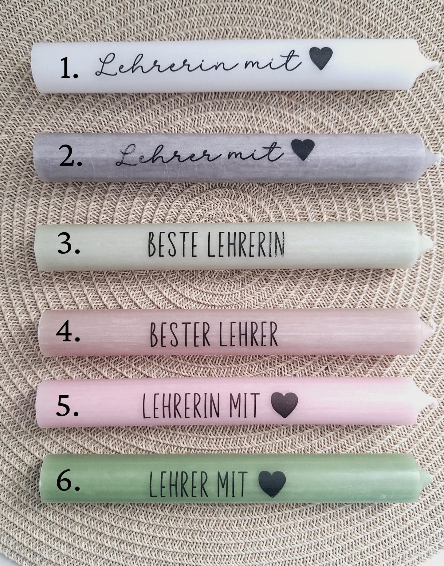 Abschiedsgeschenk Schule Lehrerin mit Herz Lehrer Dekoherz Kerzenhalter rund Geschenkset Dankeschön Kerzenset Stabkerze Holzbox