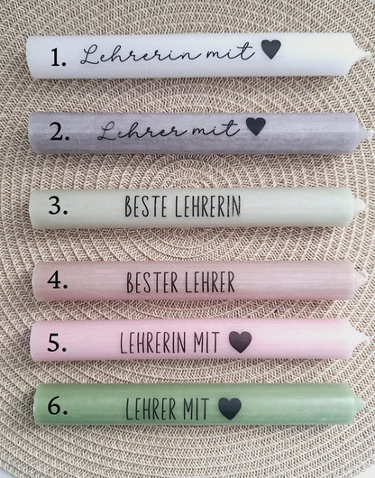 Abschiedsgeschenk Schule Lehrerin mit Herz Lehrer Geschenkset Dankeschön Häuser / Lichthäuser Kerzenhalter rund Kerzenset Stabkerze Holzbox