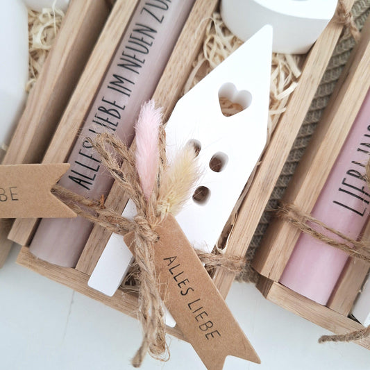 Einzugsgeschenk Einweihungsgeschenk Geschenkset zum Umzug Einzug Haus / Lichthaus Kerzenhalter Herz Kerzenset zum Hauskauf Richtfest