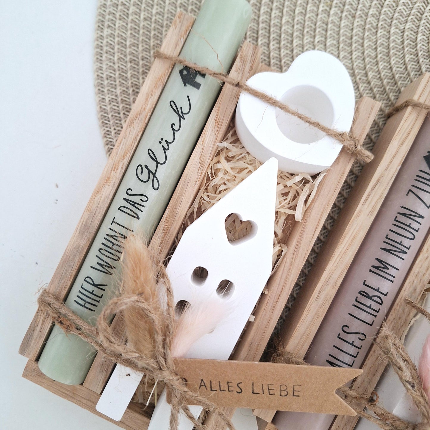 Einzugsgeschenk Einweihungsgeschenk Geschenkset zum Umzug Einzug Haus / Lichthaus Kerzenhalter Herz Kerzenset zum Hauskauf Richtfest