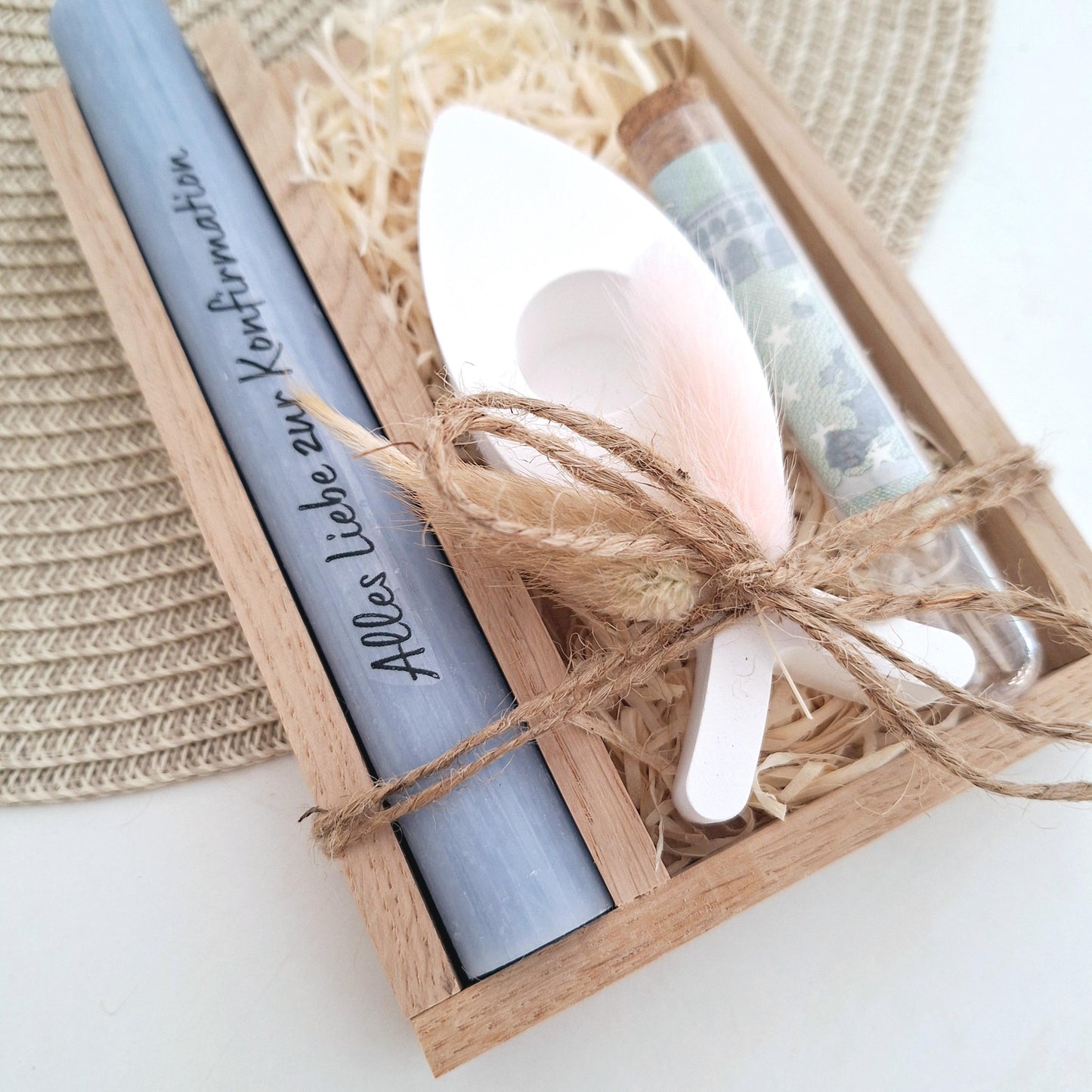 Konfirmation Geldgeschenk Konfirmationsgeschenk mit Kerzenhalter Fisch Geschenkset für Jungen und Mädchen Konfirmationskerze Kerzenset