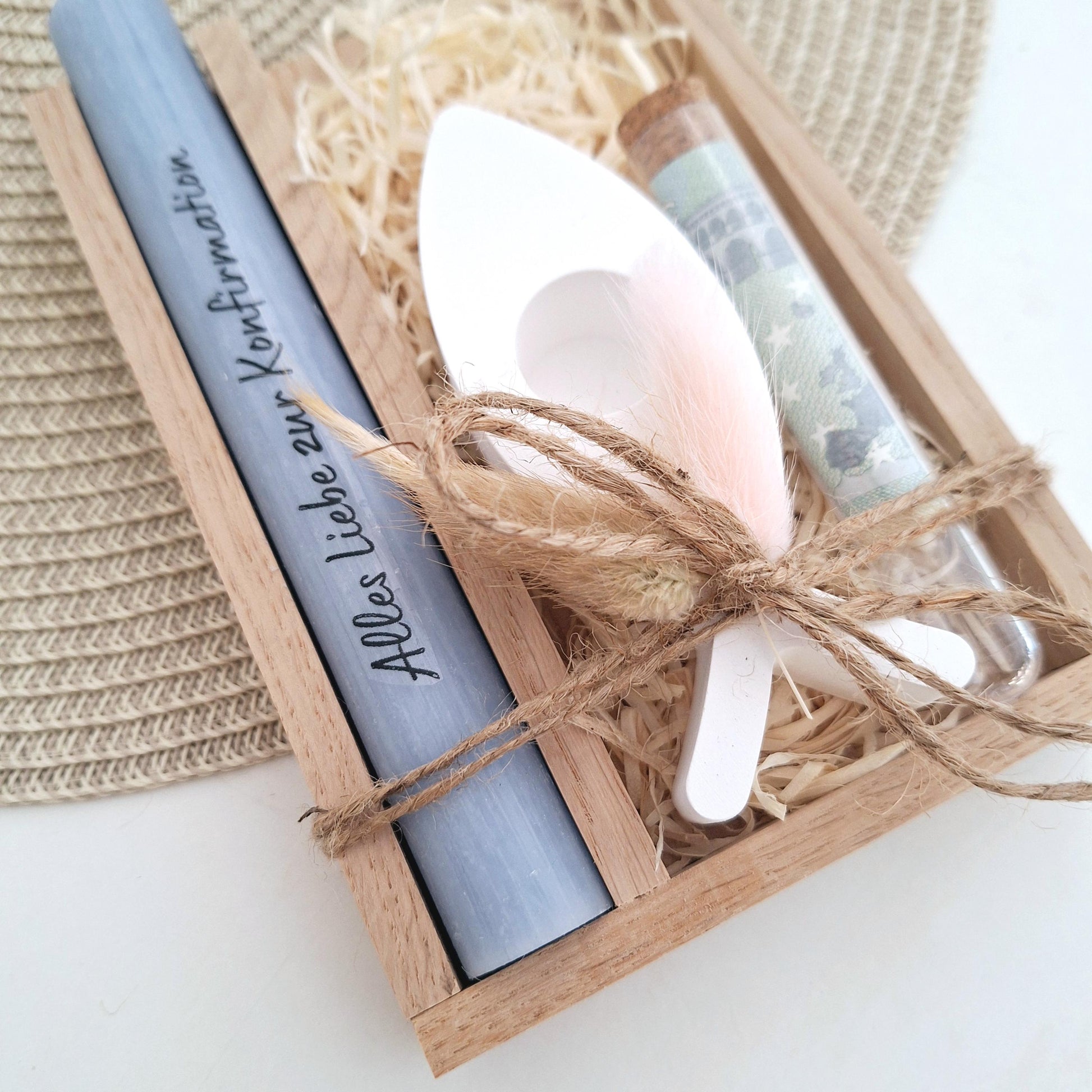 Konfirmation Geldgeschenk Konfirmationsgeschenk mit Kerzenhalter Fisch Geschenkset für Jungen und Mädchen Konfirmationskerze Kerzenset