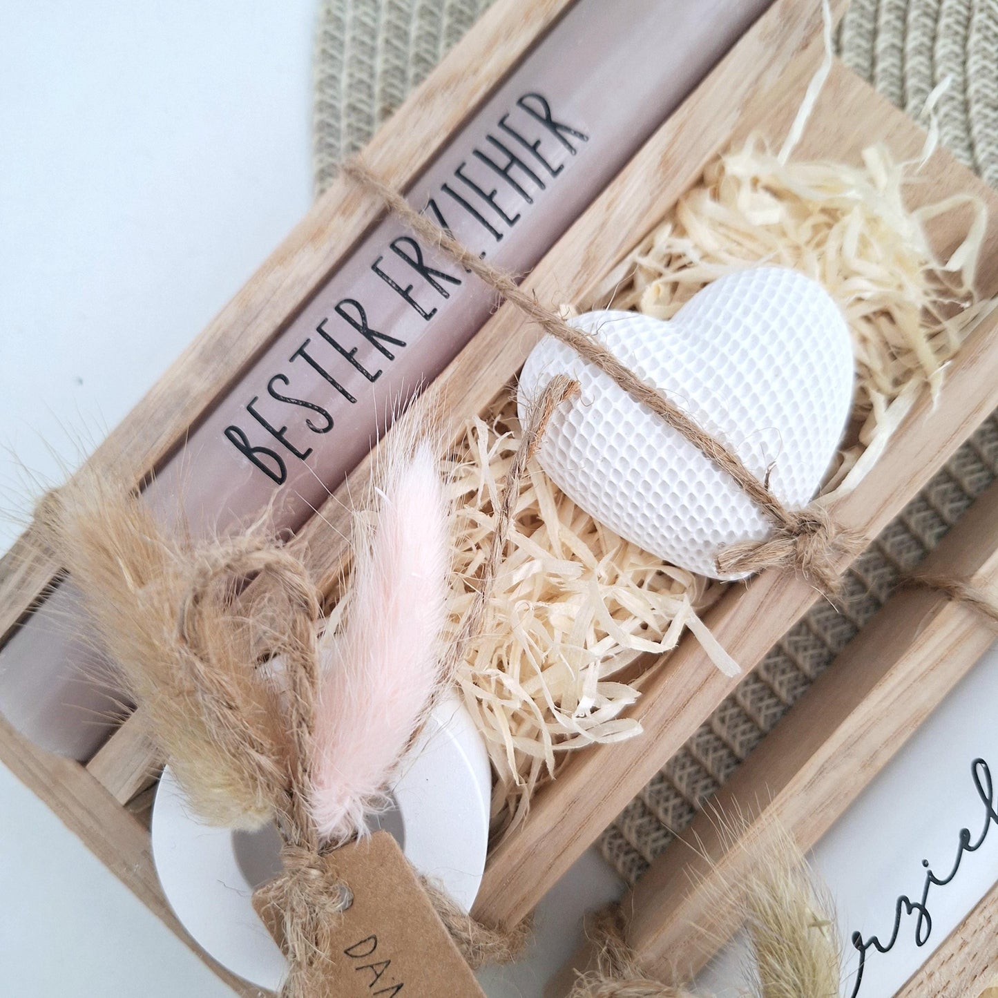 Abschiedsgeschenk Kindergarten KITA Erzieherin mit Herz Dekoherz Kerzenhalter rund Geschenkset Dankeschön Kerzenset
