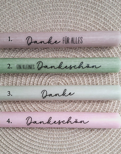 Danke Kerzenset kleines Dankeschön Danke für alles Geschenkset Haus / Lichthaus Kerzenhalter Stern Stabkerze Schriftzug mit Holzbox
