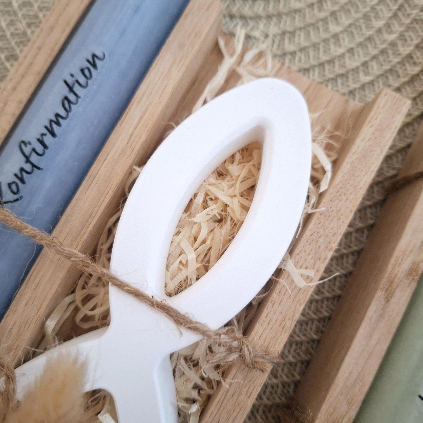 Konfirmation Konfirmationsgeschenk mit einem Fisch (Var 1) Kerzenhalter rund Geschenkset für Jungen und Mädchen Konfirmationskerze Kerzenset