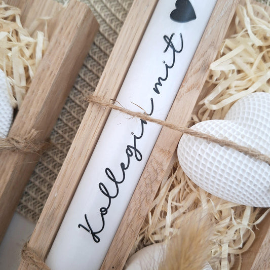 Geschenk Kollegin mit Herz Kollege Geschenkset Dankeschön Dekoherz Kerzenhalter rund Kerzenset Geschenkset Stabkerze Holzbox