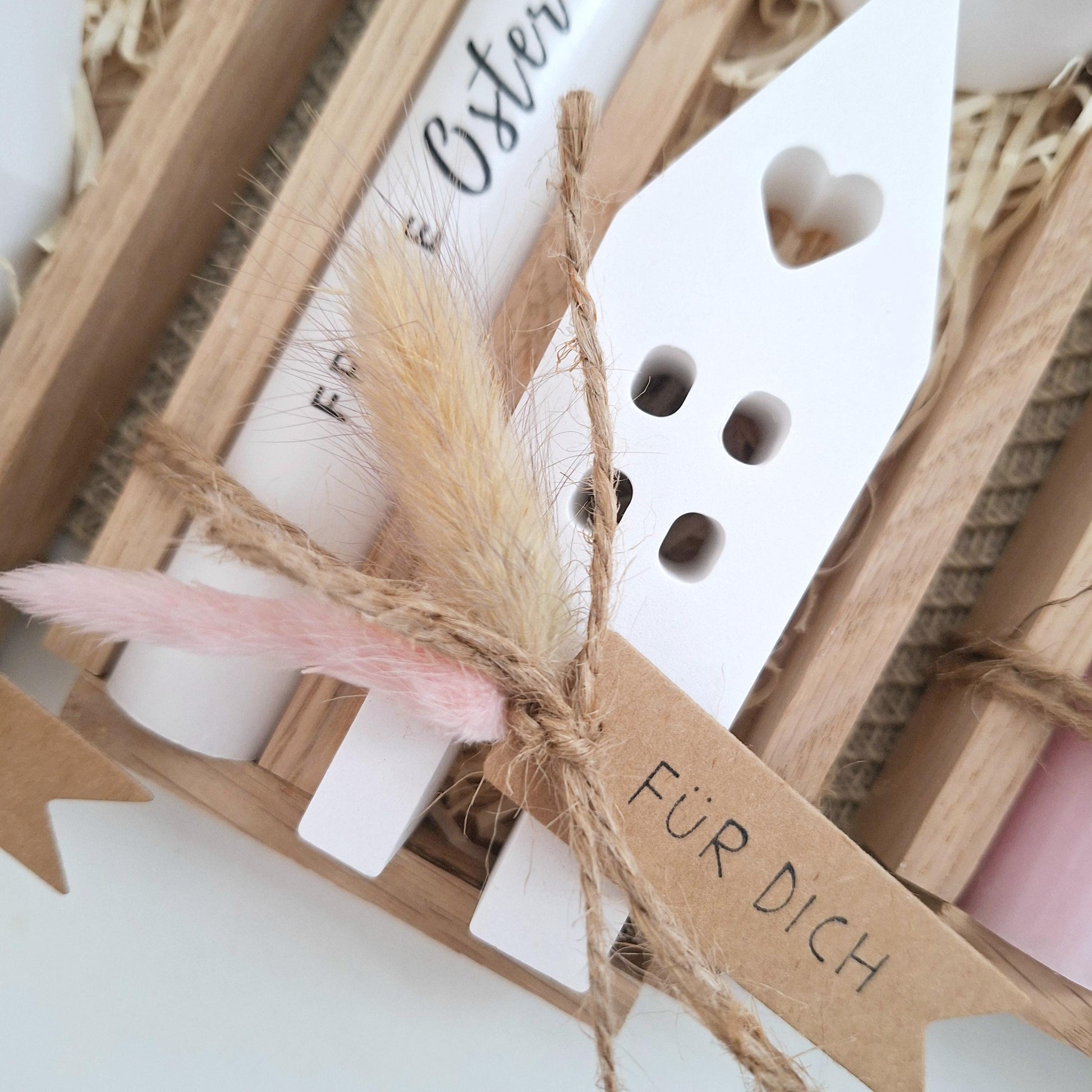 Ostern Geschenkset Ostergeschenk Haus / Lichthaus Kerzenhalter rund Kerzenset Stabkerze Kerzenbox Holzbox Mitbringsel