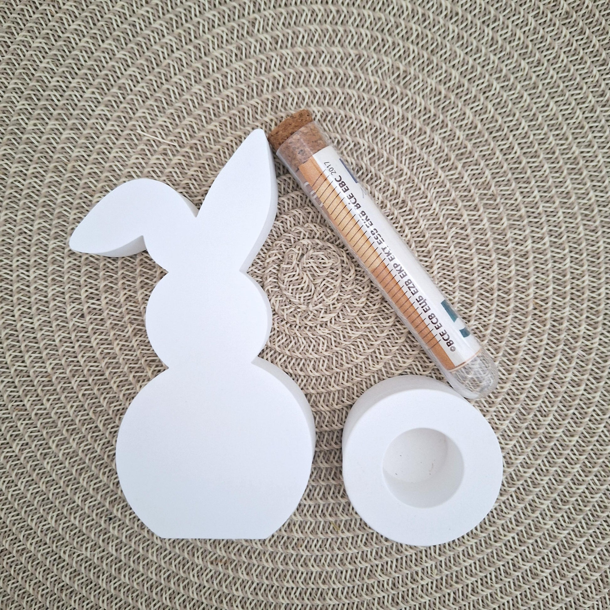 Ostern Geldgeschenk Ostergeschenk Hase mit Knickohr Kerzenhalter rund Geschenkset Gutschein Kerzenset Stabkerze Kerzenbox Mitbringsel