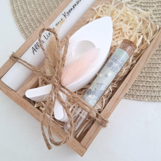 Kommunion Geldgeschenk Kommunionsgeschenk Geschenkset  Kerzenhalter Fisch Reagenzglas Geschenkset Jungen Mädchen Kommunionskerze Gutschein