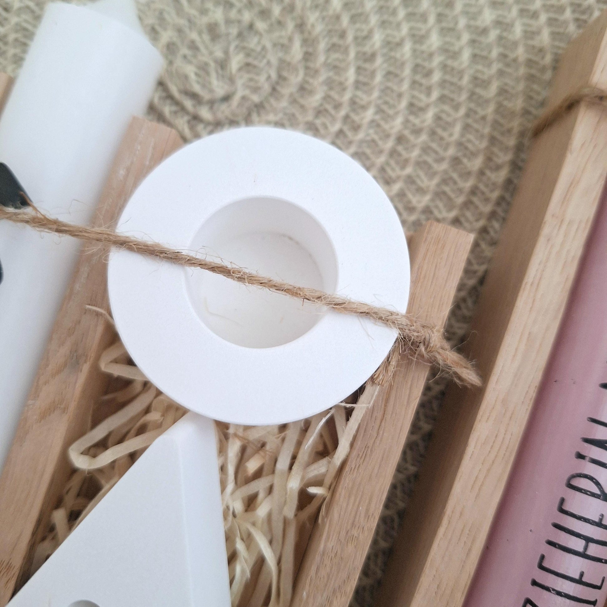 Abschiedsgeschenk Kindergarten KITA Erzieherin mit Herz Geschenkset Dankeschön Haus / Lichthaus Kerzenhalter rund Kerzenset Stabkerze