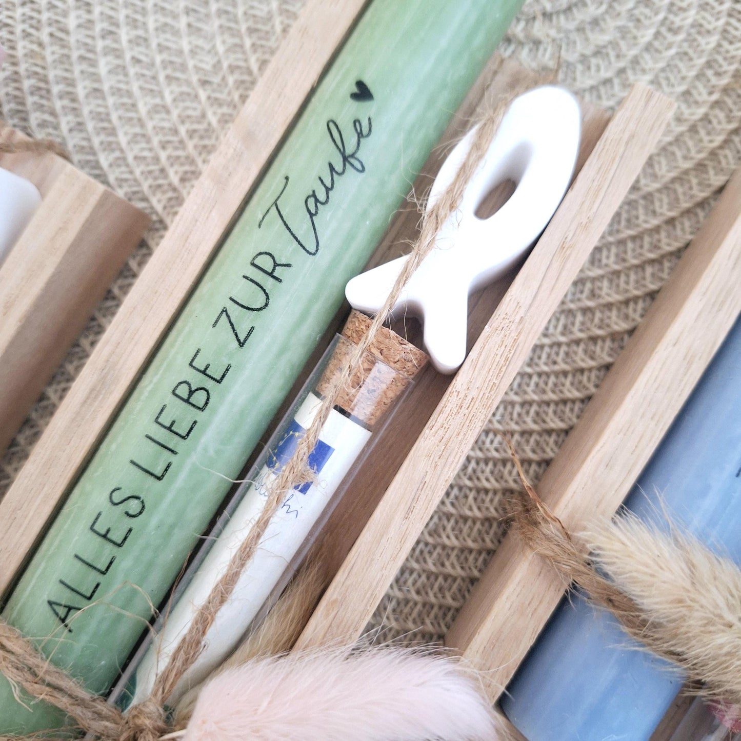 Taufe Geldgeschenk Taufgeschenk mit Fisch Reagenzglas Geschenkset für Mädchen und Jungen zur heiligen Taufe
