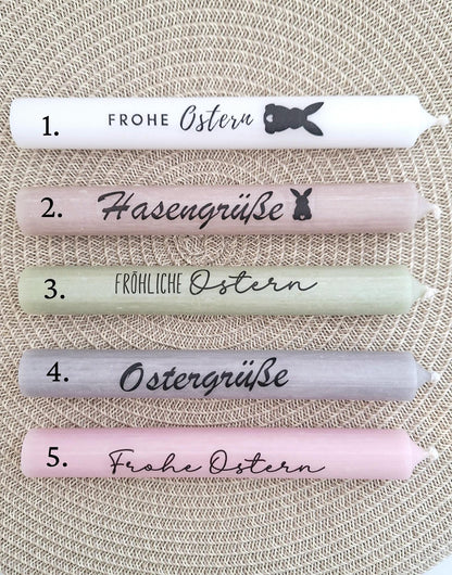 Ostern Geschenkset Ostergeschenk Hase mit Herz groß und klein Kerzenhalter rund Kerzenset Stabkerze Kerzenbox Holzbox Mitbringsel