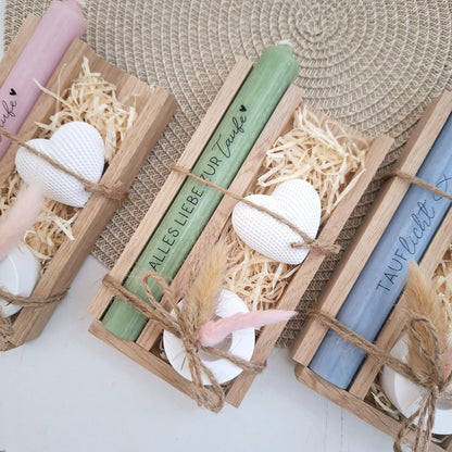 Taufe Taufgeschenk Dekoherz Kerzenhalter rund Geschenkset für Mädchen und Jungen zur heiligen Taufe