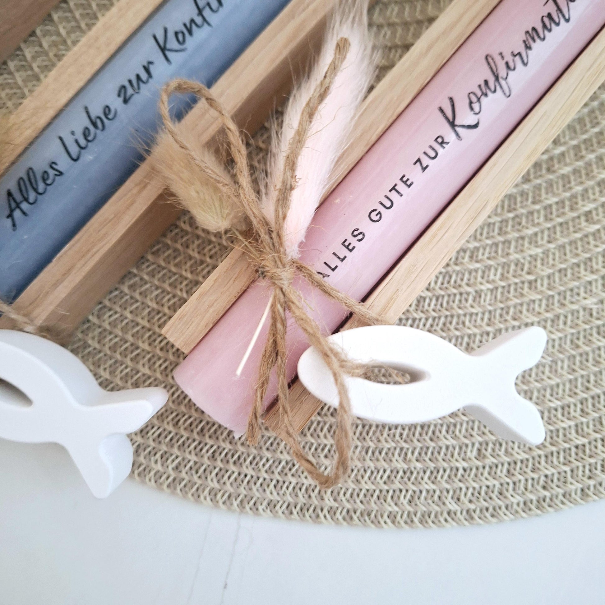 Konfirmation Konfirmationsgeschenk mit Fisch Geschenkset für Jungen und Mädchen Konfirmationskerze